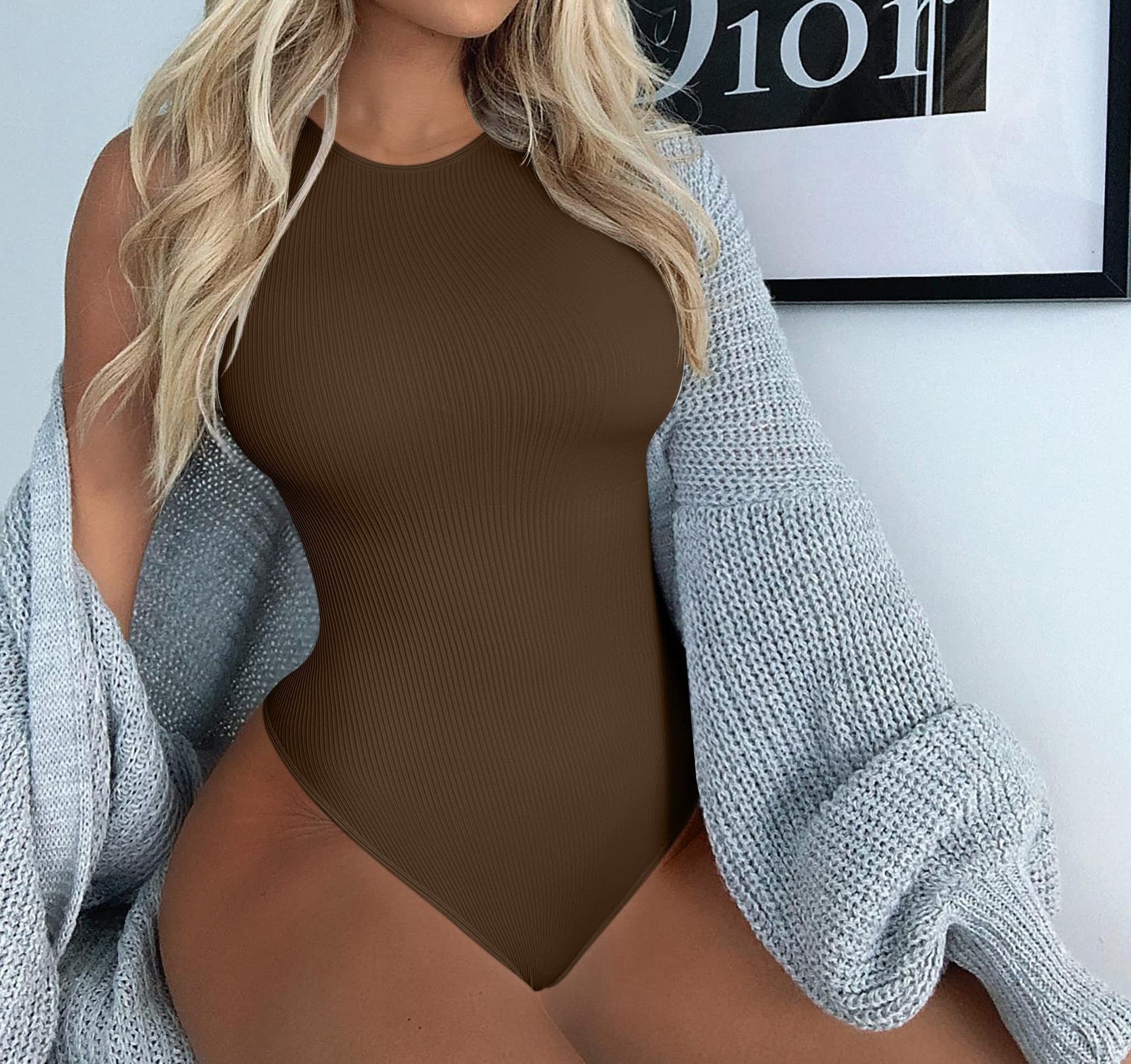 Sleeveless Outerwear Base Layer With Front Button Closure Tummy-control Bodysuit