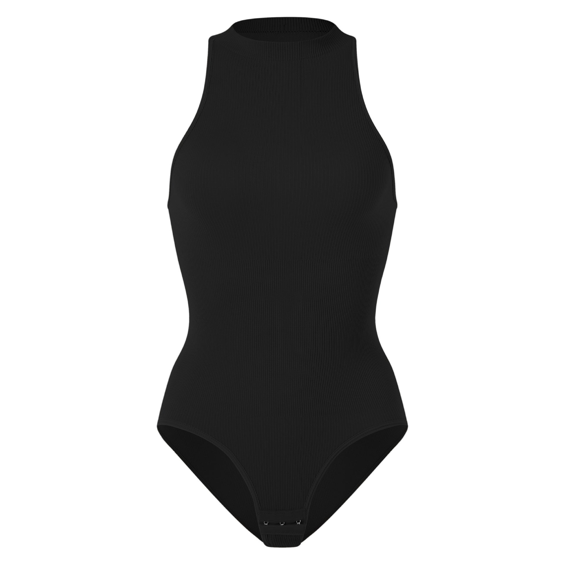 Sleeveless Outerwear Base Layer With Front Button Closure Tummy-control Bodysuit