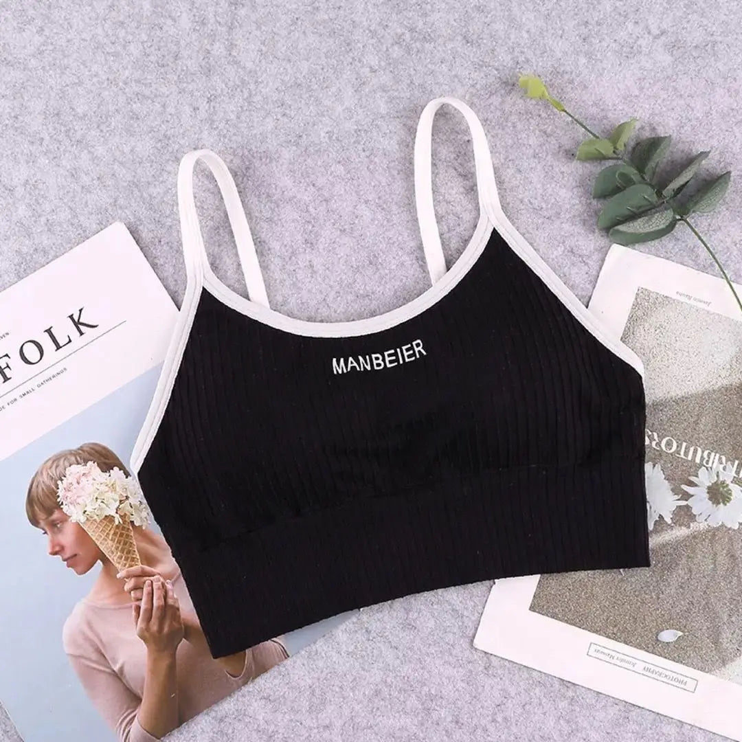 Women Soft Cotton Sports Bra Gym Crop Tube Top
