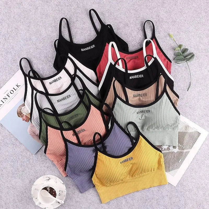 Women Soft Cotton Sports Bra Gym Crop Tube Top