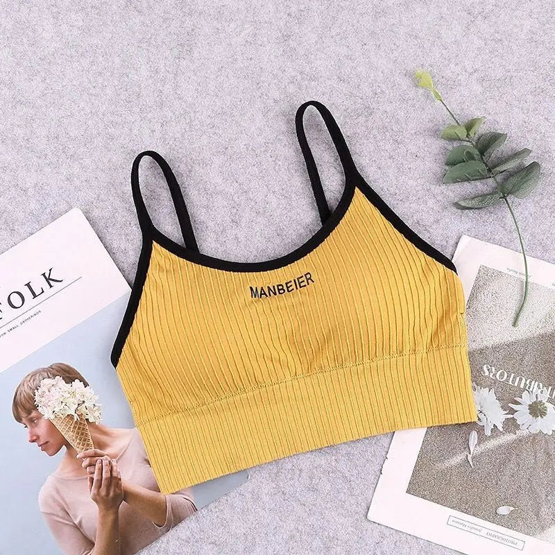 Women Soft Cotton Sports Bra Gym Crop Tube Top