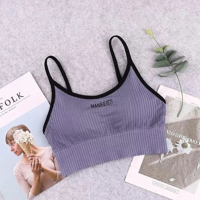 Women Soft Cotton Sports Bra Gym Crop Tube Top