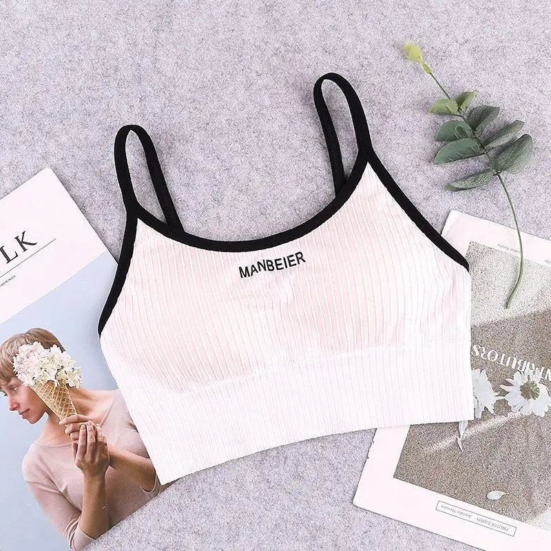 Women Soft Cotton Sports Bra Gym Crop Tube Top