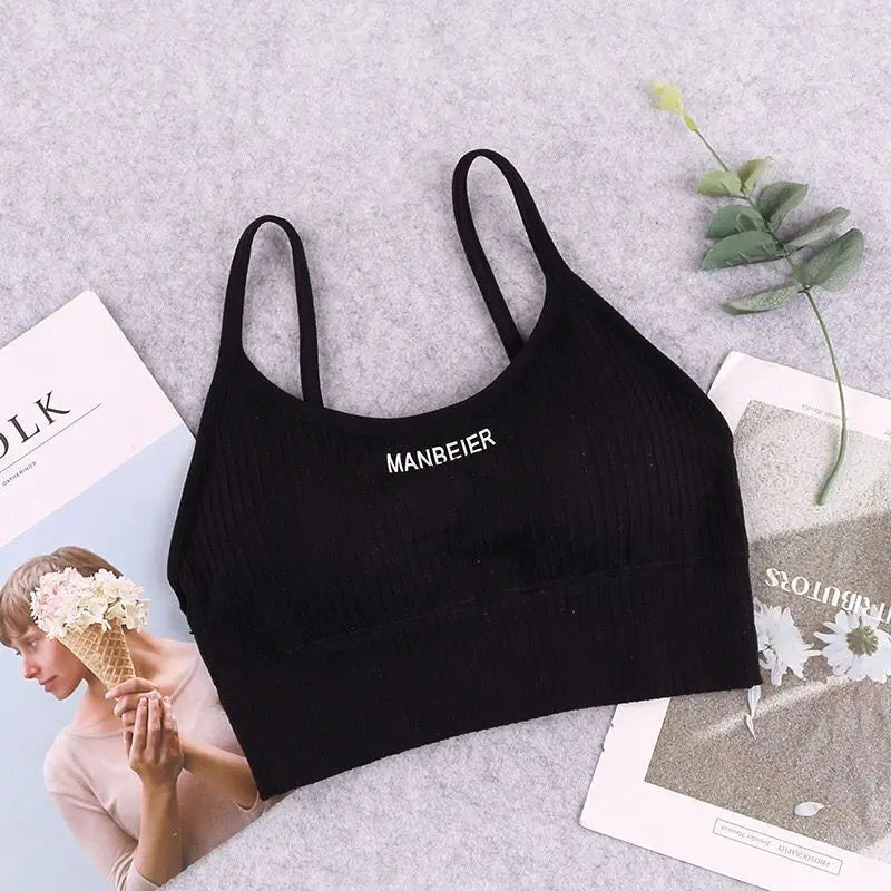 Women Soft Cotton Sports Bra Gym Crop Tube Top