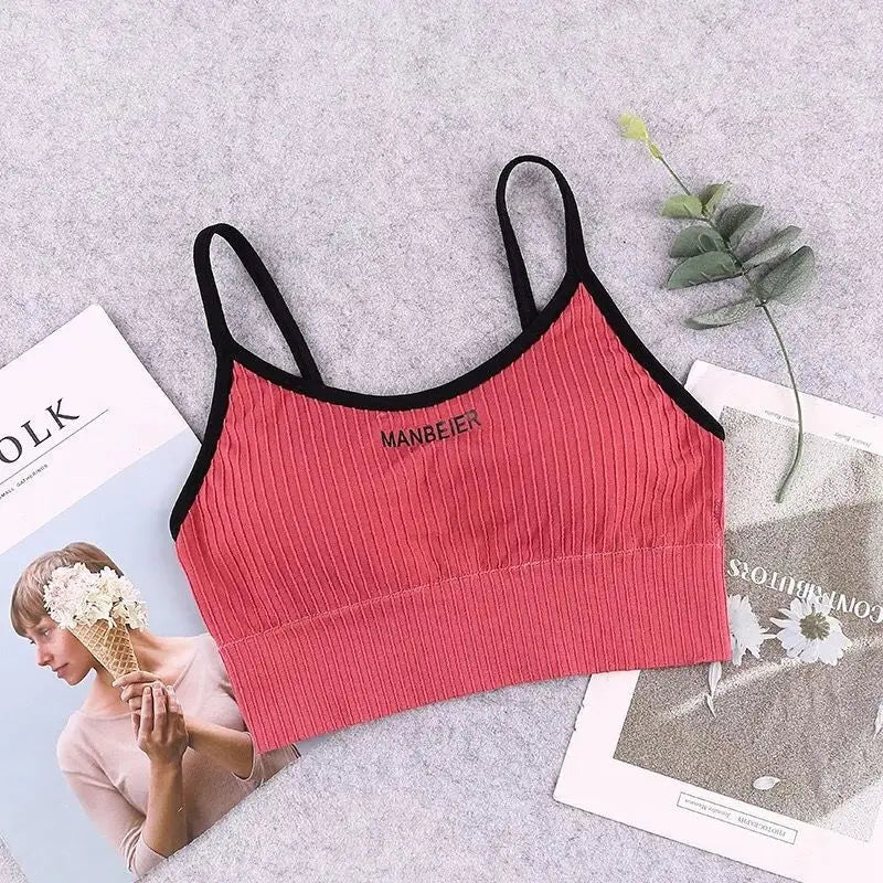 Women Soft Cotton Sports Bra Gym Crop Tube Top