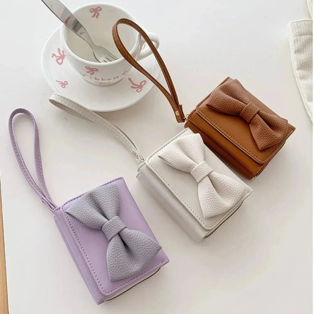 Cute Bow Mini Wallet – Small Tri-Fold Card Holder for Girls