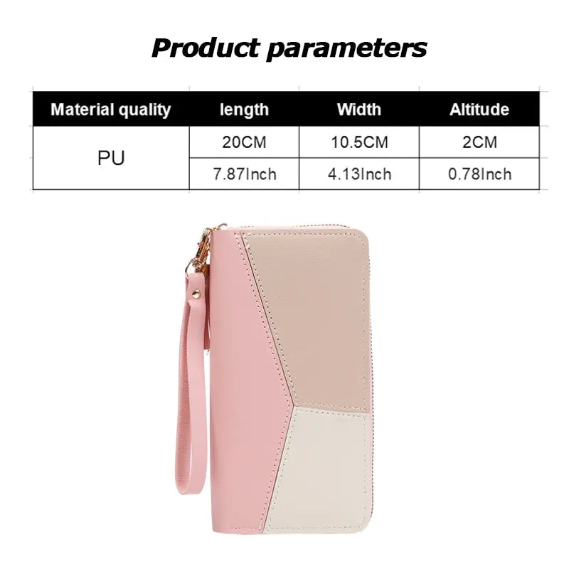 Women Fashion PU Leather Zipper Wallet Long Card Holder Purse