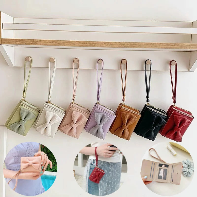Cute Bow Mini Wallet – Small Tri-Fold Card Holder for Girls