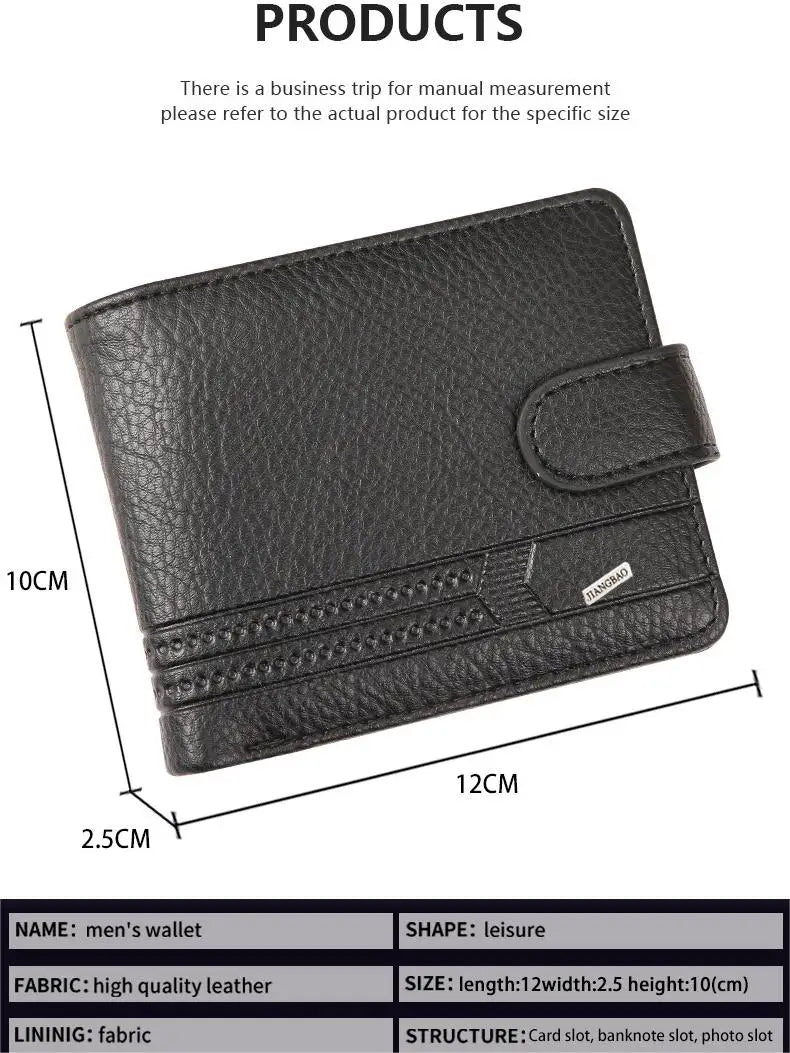 Men’s Slim Leather Bifold Wallet with ID Window & Coin Pocket