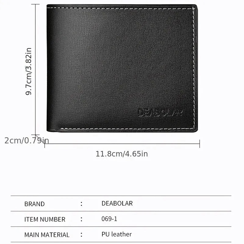 Men’s PU Leather Short Wallet – Slim Fold Credit Card Holder