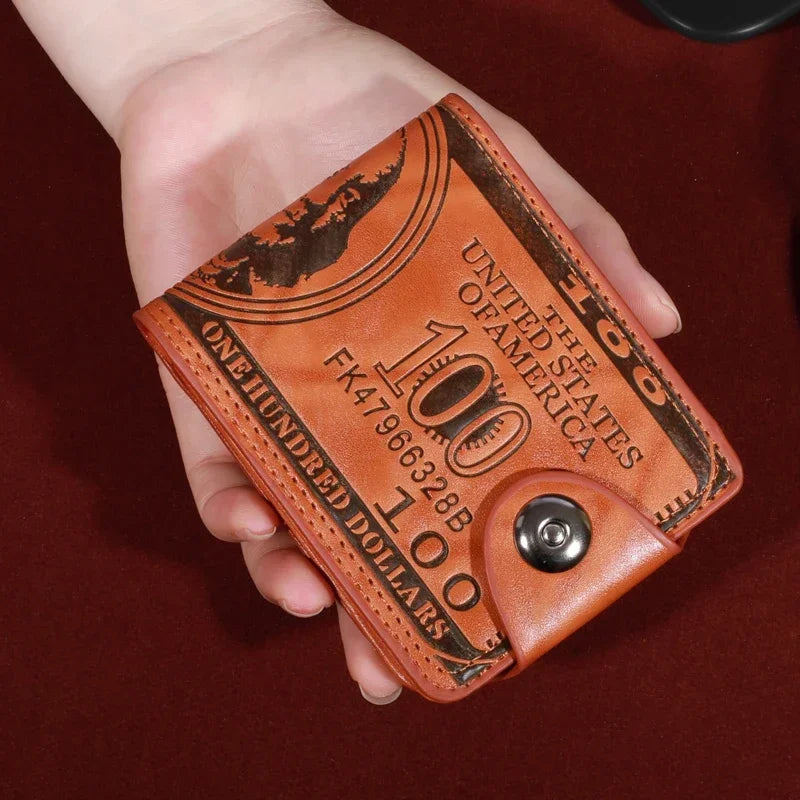 Men’s Fashion Wallet – $100 Dollar Pattern Leather Purse