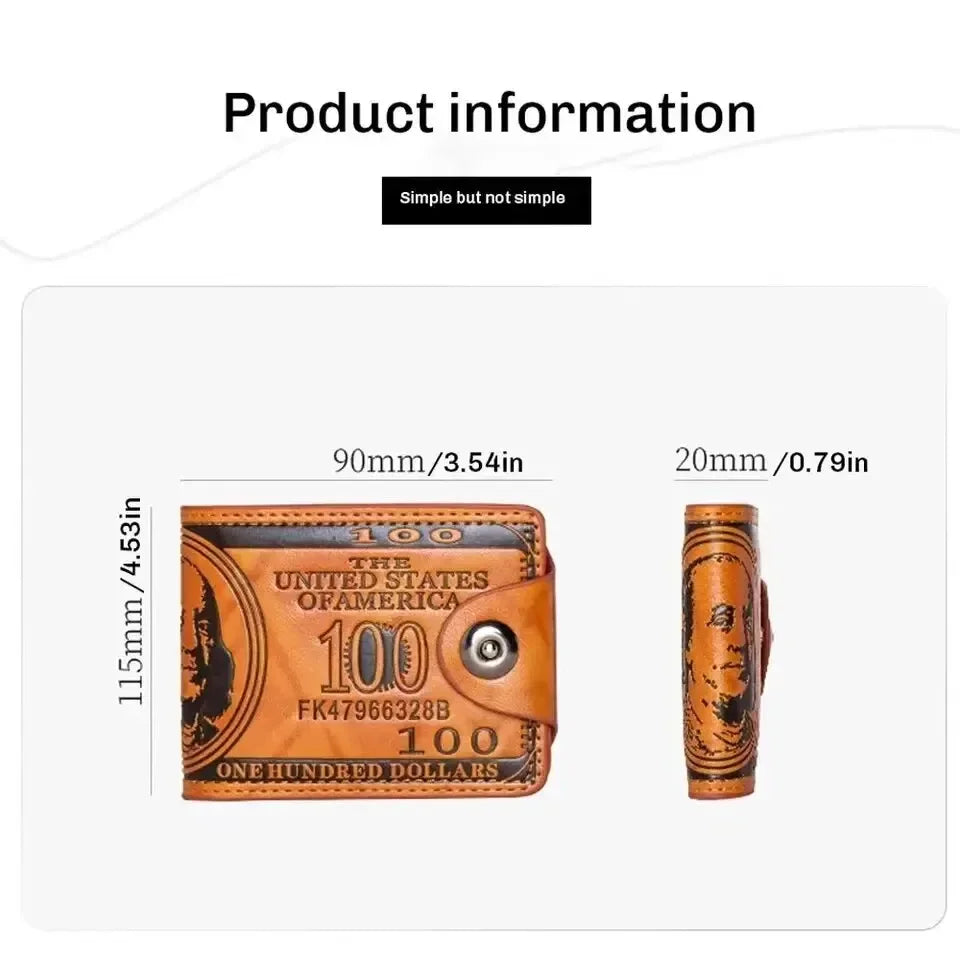 Men’s $100 Dollar Pattern Leather Wallet – Photo & Card Holder