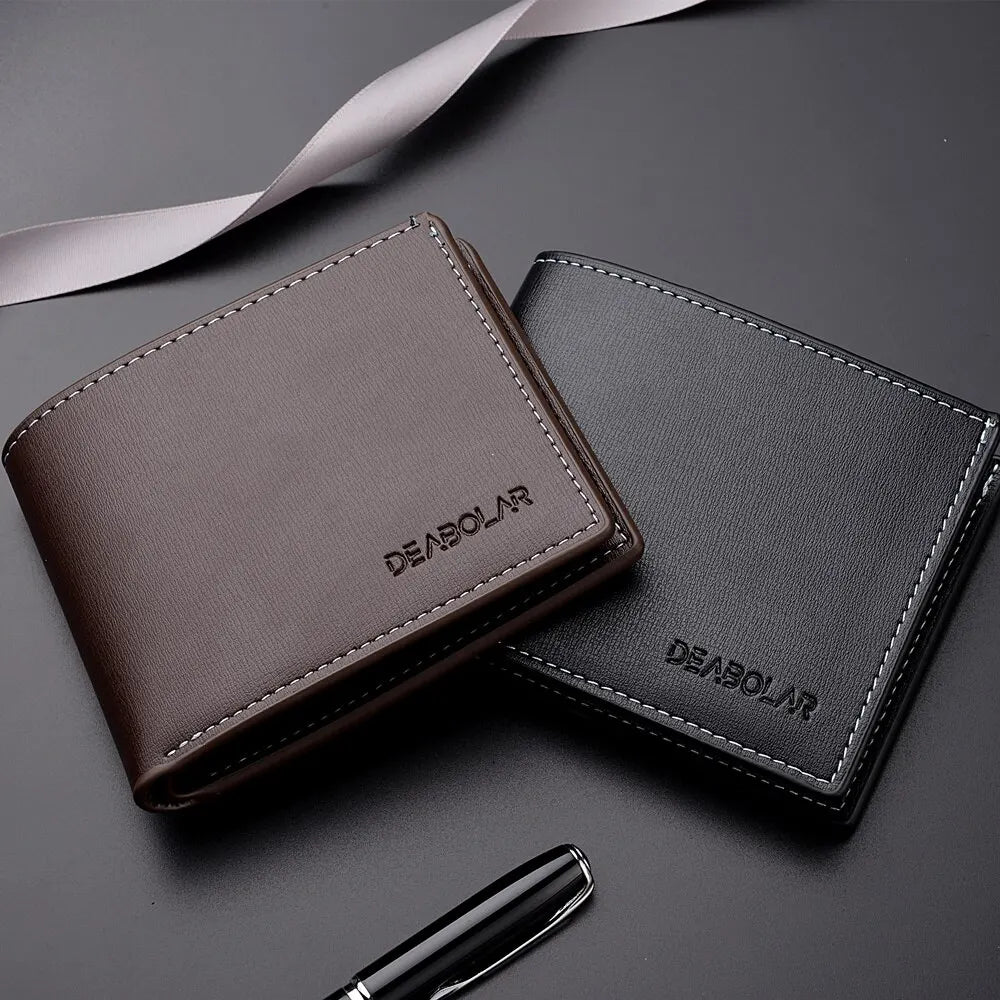 Men’s PU Leather Short Wallet – Slim Fold Credit Card Holder
