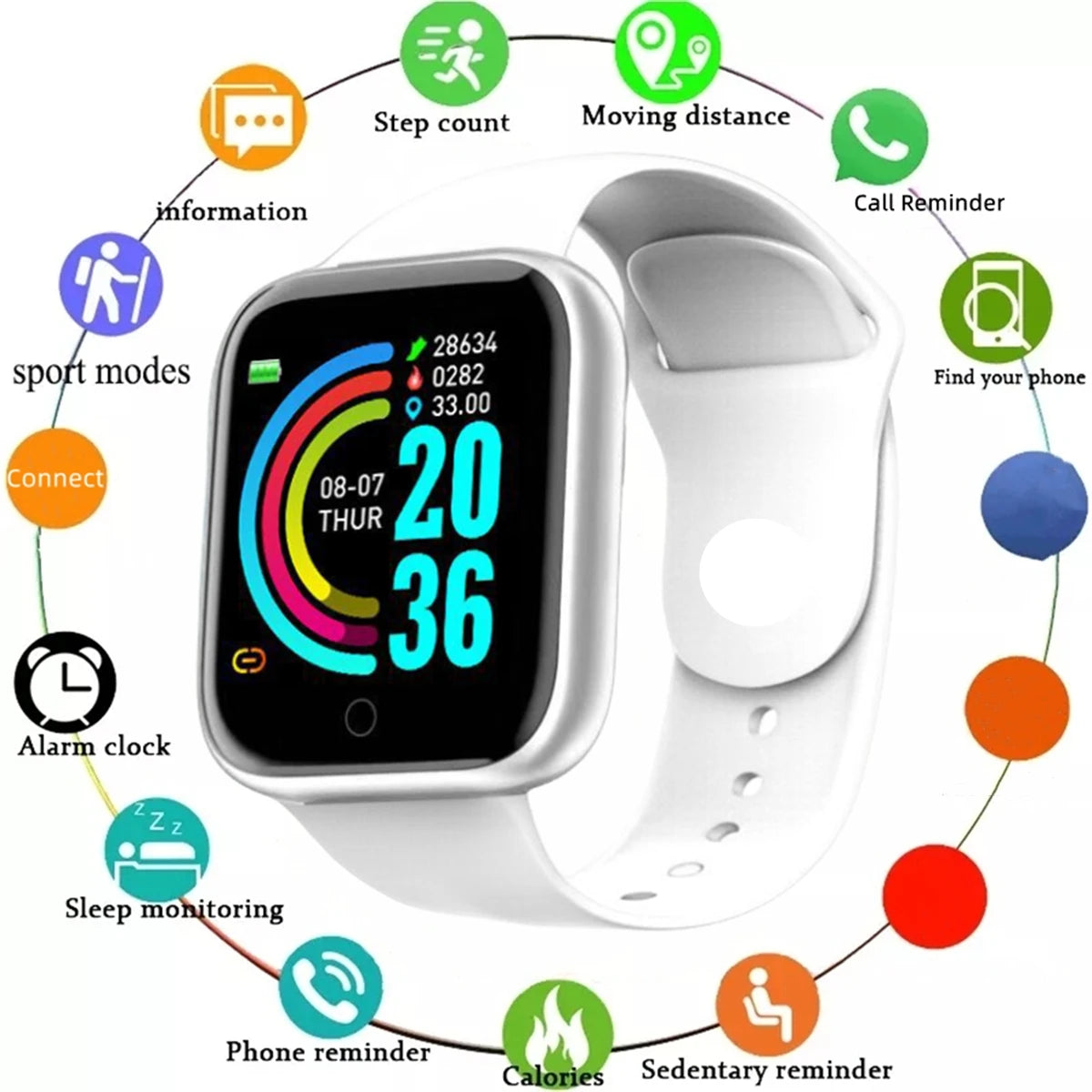 Smartwatch for Men & Women – Fitness Tracker, Message Alert, Android & iOS