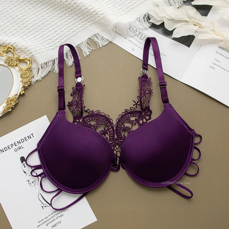 Women Comfortable Seamless Underwire Bra – Sexy Floral Embroidery Lingerie