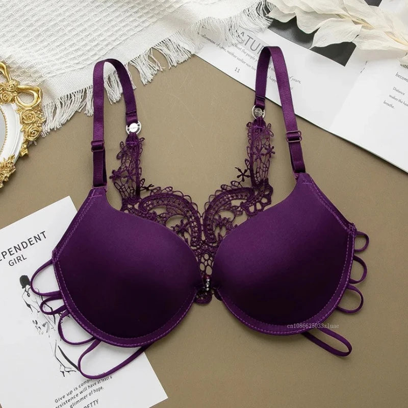 Women Comfortable Seamless Underwire Bra – Sexy Floral Embroidery Lingerie