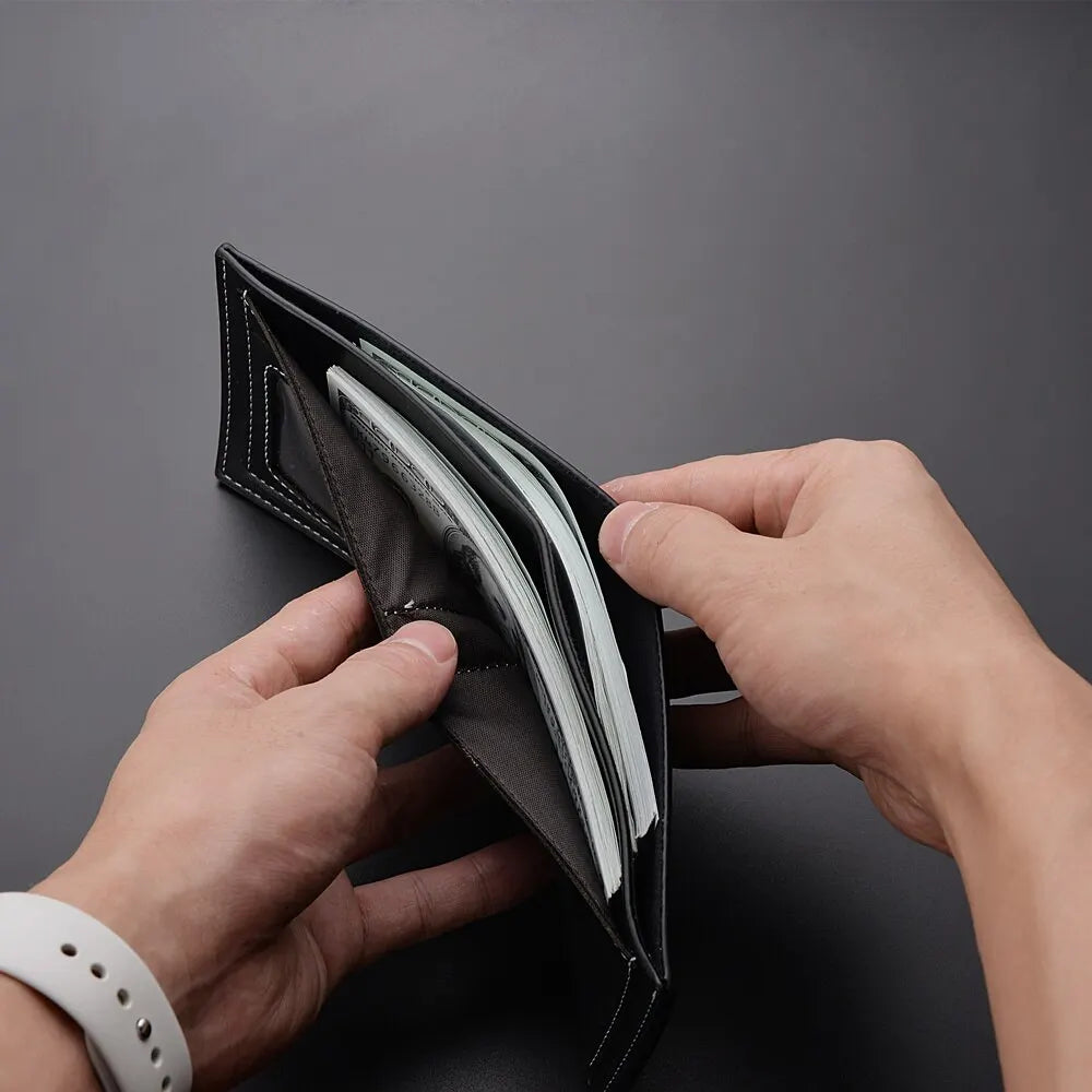 Men’s PU Leather Short Wallet – Slim Fold Credit Card Holder