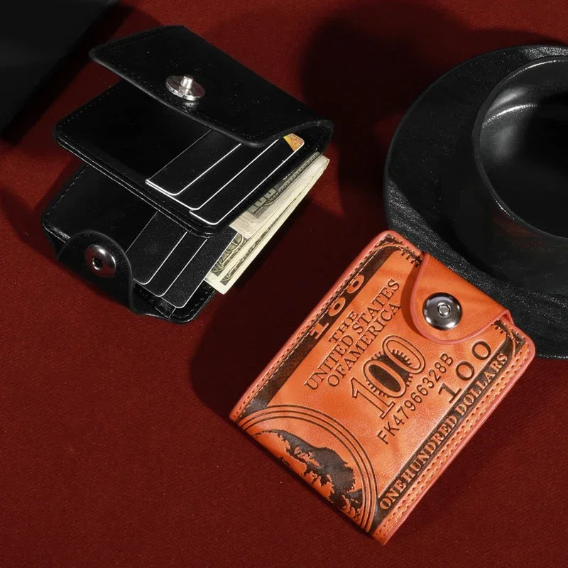 Men’s Fashion Wallet – $100 Dollar Pattern Leather Purse