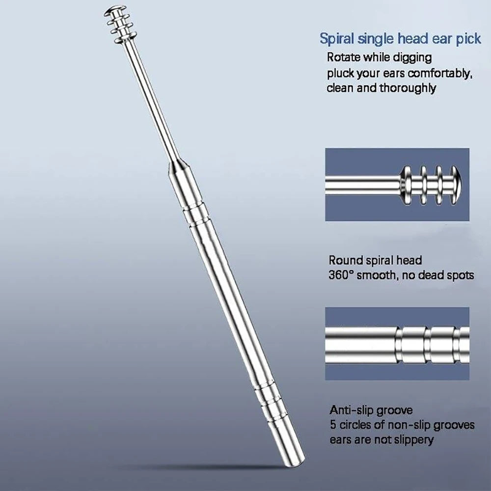 Ear Cleaning Tool Set 6PCS – Spiral Ear Wax Remover Kit