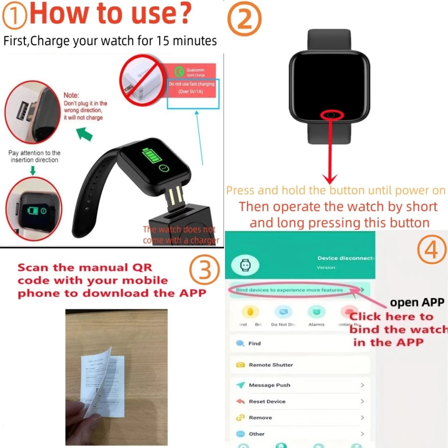 Smartwatch for Men & Women – Fitness Tracker, Message Alert, Android & iOS