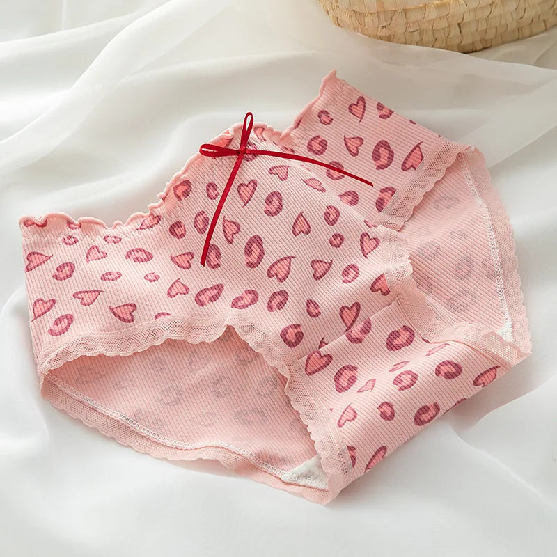 Women’s Low Waist Cotton Panties – Cartoon Strawberry Bear Briefs