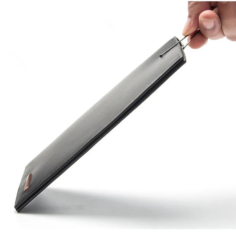 Men’s Long Wallet with Aluminum Card Holder – PU Leather Double Fold Business Wallet