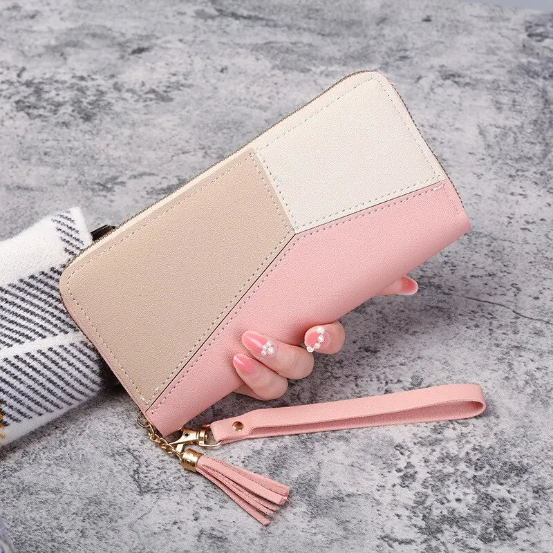 Women Fashion PU Leather Zipper Wallet Long Card Holder Purse