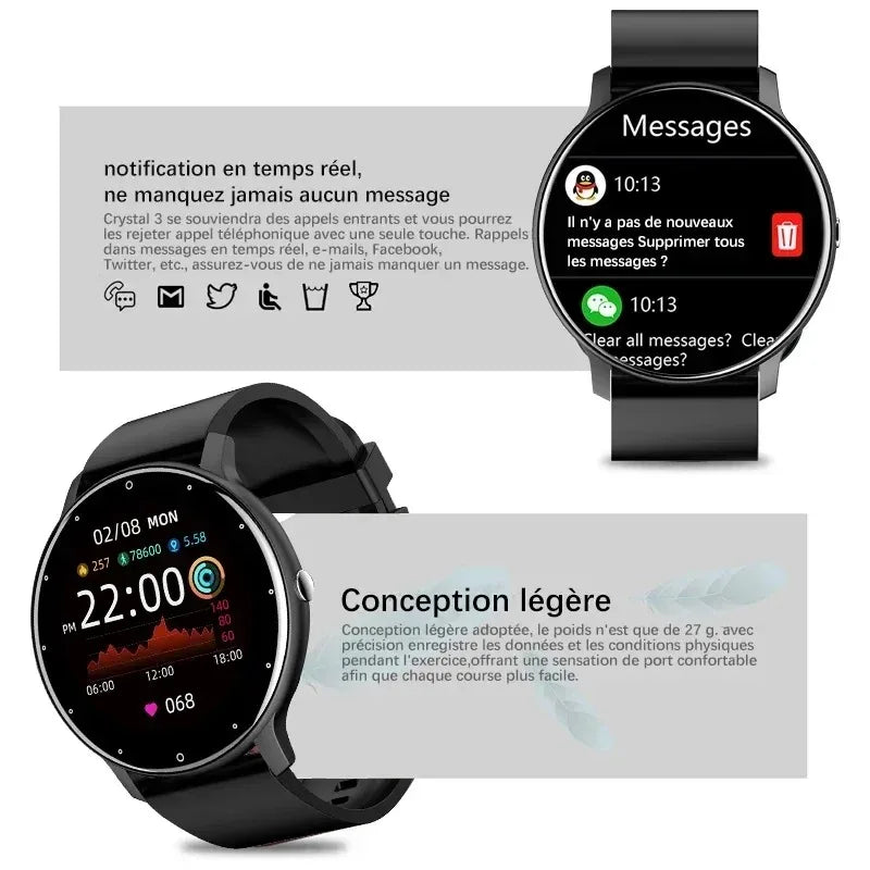 2026 Men's Smart Watch – Full Touch Fitness Tracker, IP67 Waterproof, Android & iOS