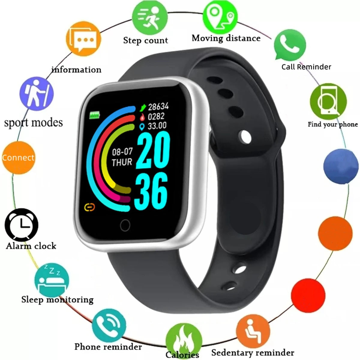 Smartwatch for Men & Women – Fitness Tracker, Message Alert, Android & iOS