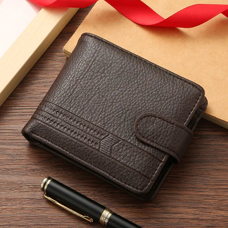 Men’s Slim Leather Bifold Wallet with ID Window & Coin Pocket