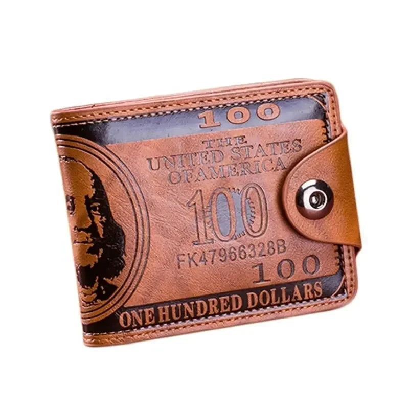 Men’s $100 Dollar Pattern Leather Wallet – Photo & Card Holder