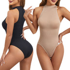 Sleeveless Outerwear Base Layer With Front Button Closure Tummy-control Bodysuit